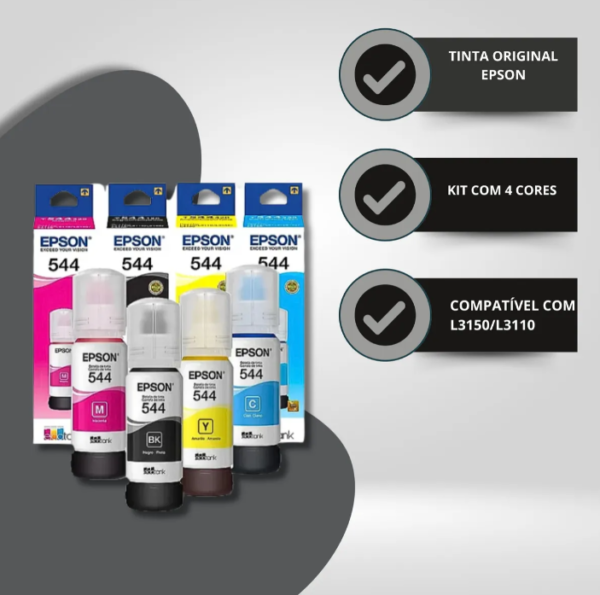Kit de Tinta Original Epson L3150 L3110 T544 Kit T544 04 - Imagen 2